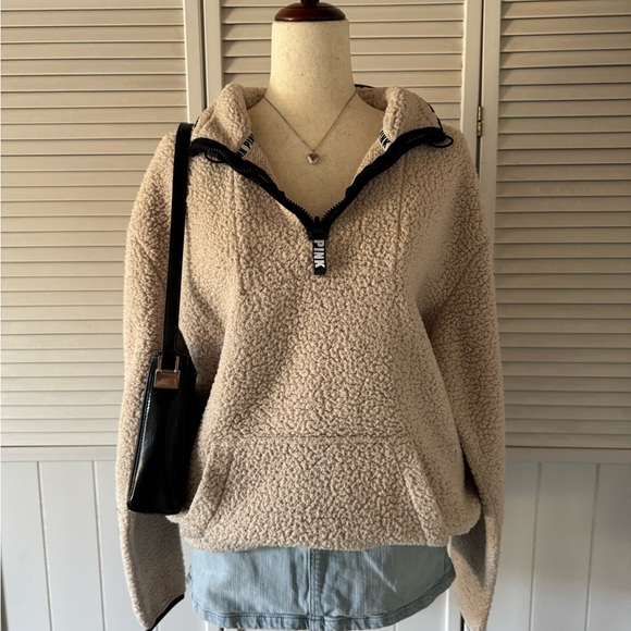 PINK Victoria’s Secret Teddy Fleece Quarter Zip Sweater - Picture 3 of 5